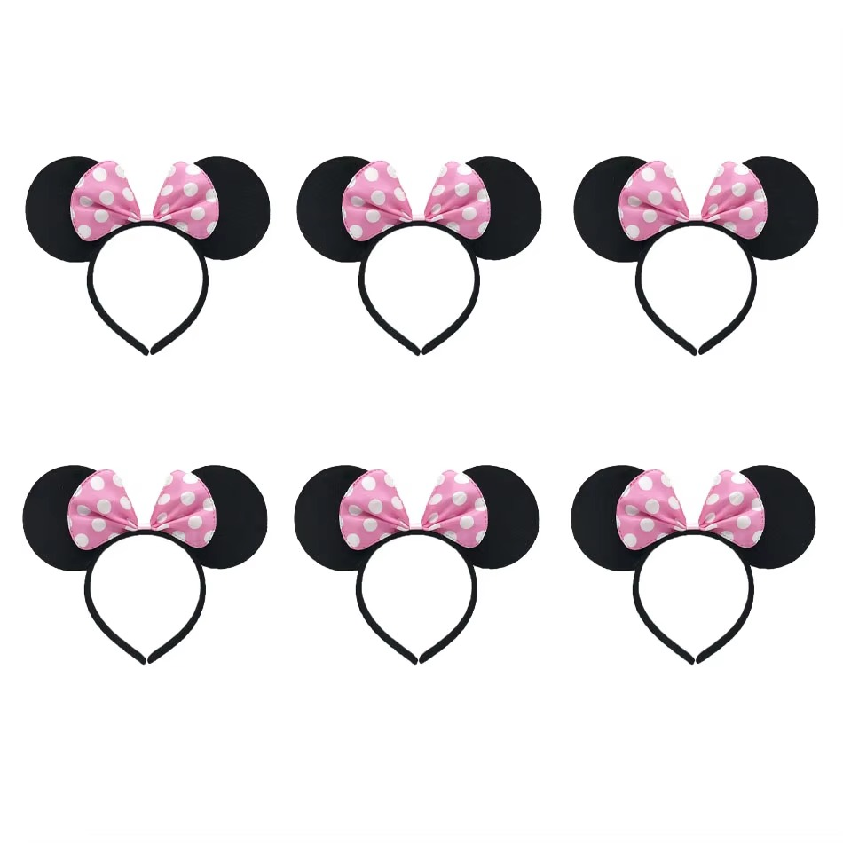 Minnie Mickey Ears & Bow Headbands – 3/6/12 Pcs Per Pack