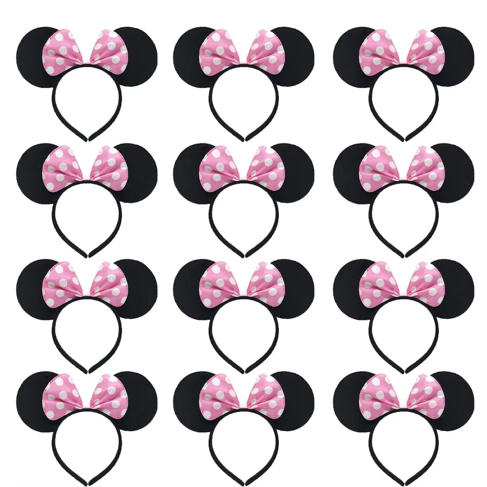 Minnie Mickey Ears & Bow Headbands – 3/6/12 Pcs Per Pack