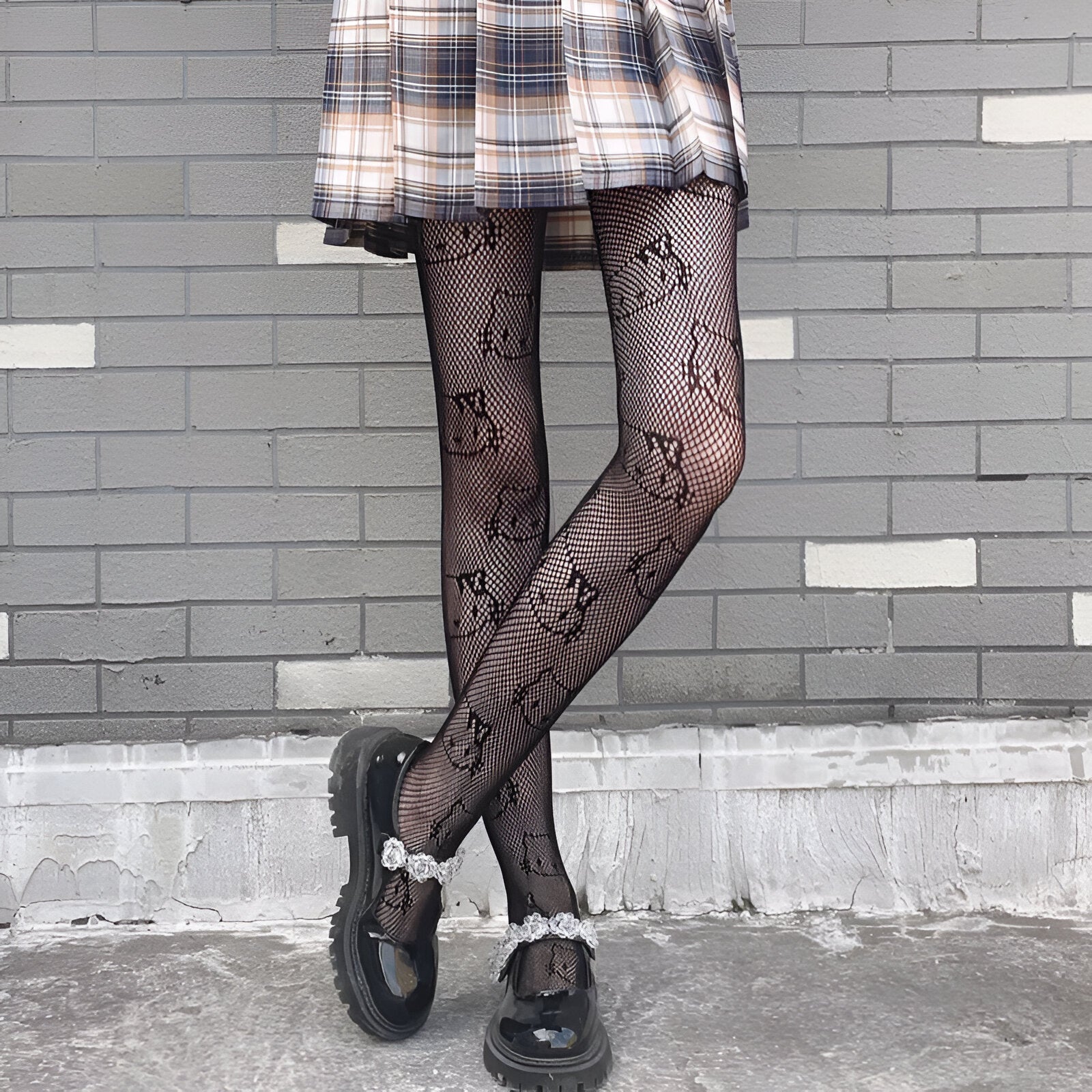 Gothic Kitty Fishnet Stockings