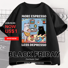 Coffee Cat Mood T-Shirt [Plus Size Available]