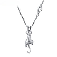 Load image into Gallery viewer, Kitten Catch Fish Necklace [925 Sterling Silver]
