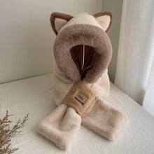 Load image into Gallery viewer, Cuddly Cat Ears Plush Hooded Hat &amp; Scarf
