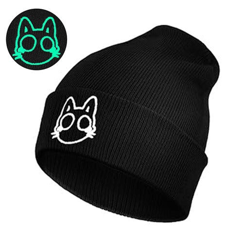 Glow In The Dark Kitty Embroidered Beanie