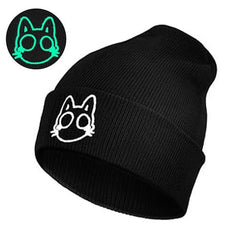 Glow In The Dark Kitty Embroidered Beanie