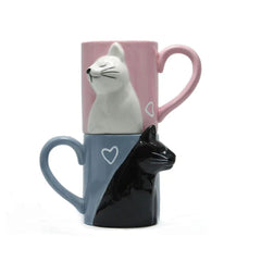 Handmade Kiss Me Cat Lovers Mug Set