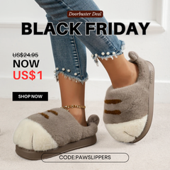Warm 3D Cat Paws Furry Slippers
