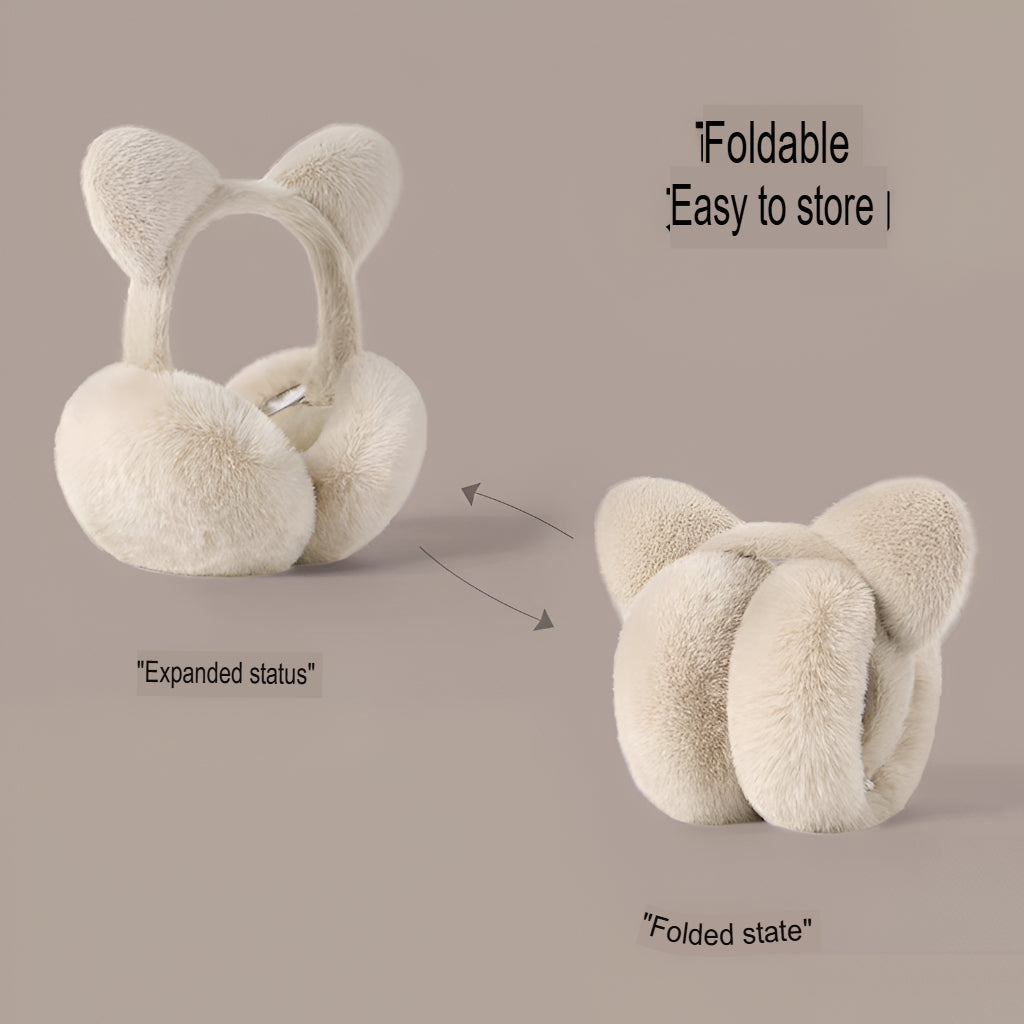 Plush Cat Ears Foldable Earmuffs