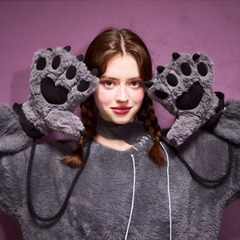 Wicked Cat Plush Hooded Scarf