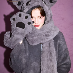 Wicked Cat Plush Hooded Scarf