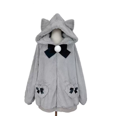 Fluffy Cat Ears Zip Up Hoodie