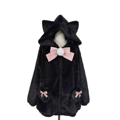Fluffy Cat Ears Zip Up Hoodie