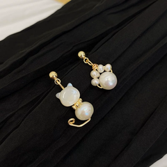 🎁 FREE - Luxurious Pearl Cat & Paw Earrings [Stud / Clip-On]
