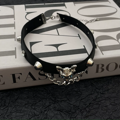 🎁 FREE - Gothic Cat Motif Spiked Choker