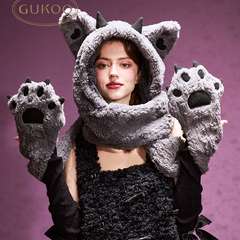 Wicked Cat Plush Hooded Scarf