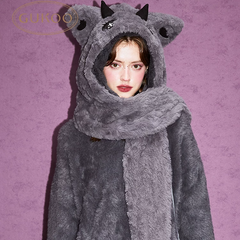 Wicked Cat Plush Hooded Scarf