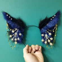 Load image into Gallery viewer, Handmade Starry Furry Cat Ears Headband
