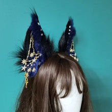 Load image into Gallery viewer, Handmade Starry Furry Cat Ears Headband
