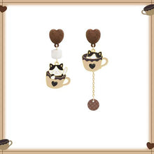 Load image into Gallery viewer, Cat In Cup Earrings [Stud/Clip]
