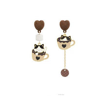 Load image into Gallery viewer, Cat In Cup Earrings [Stud/Clip]
