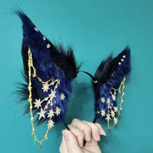 Load image into Gallery viewer, Handmade Starry Furry Cat Ears Headband

