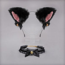 Load image into Gallery viewer, Handmade Cat Ears Headband &amp; Collar Set
