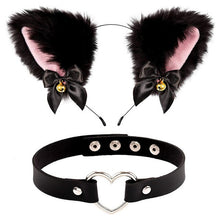 Load image into Gallery viewer, Handmade Cat Ears Headband &amp; Collar Set
