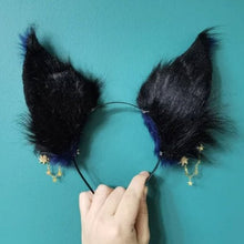 Load image into Gallery viewer, Handmade Starry Furry Cat Ears Headband
