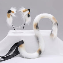 Load image into Gallery viewer, Handmade Tri-color Tabby Cat Ears and Tail Set
