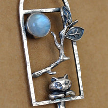 Load image into Gallery viewer, Hanging Cat Moonstone Charm
