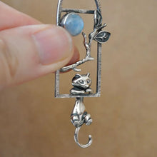 Load image into Gallery viewer, Hanging Cat Moonstone Charm
