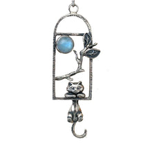 Load image into Gallery viewer, Hanging Cat Moonstone Charm
