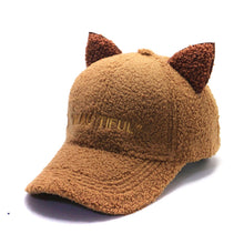 Load image into Gallery viewer, Curly Wool Cat Ears Baseball Cap (Adjustable)
