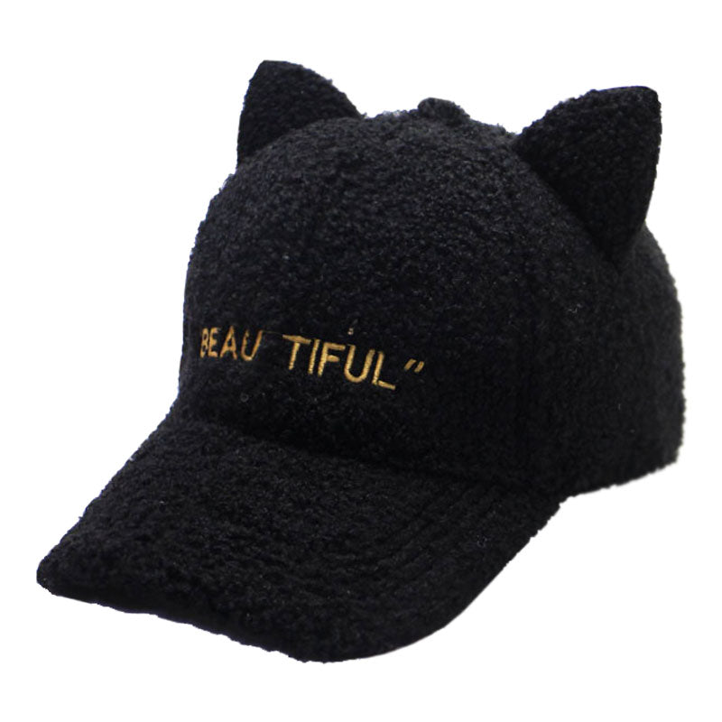 Curly Wool Cat Ears Baseball Cap (Adjustable)