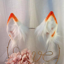 Load image into Gallery viewer, Handmade White-Orange Furry Ears and Tail Set
