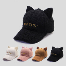 Load image into Gallery viewer, Curly Wool Cat Ears Baseball Cap (Adjustable)
