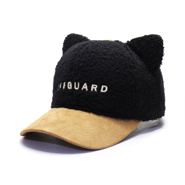 K-Pop Style Woolen Cat Ears Baseball Cap (Adjustable)