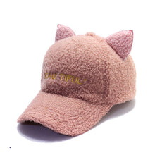 Load image into Gallery viewer, Curly Wool Cat Ears Baseball Cap (Adjustable)

