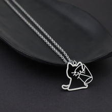 Load image into Gallery viewer, Minimalist Thirsty Cat Necklace
