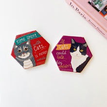 Load image into Gallery viewer, Mischievous Cat Ceramic Coasters
