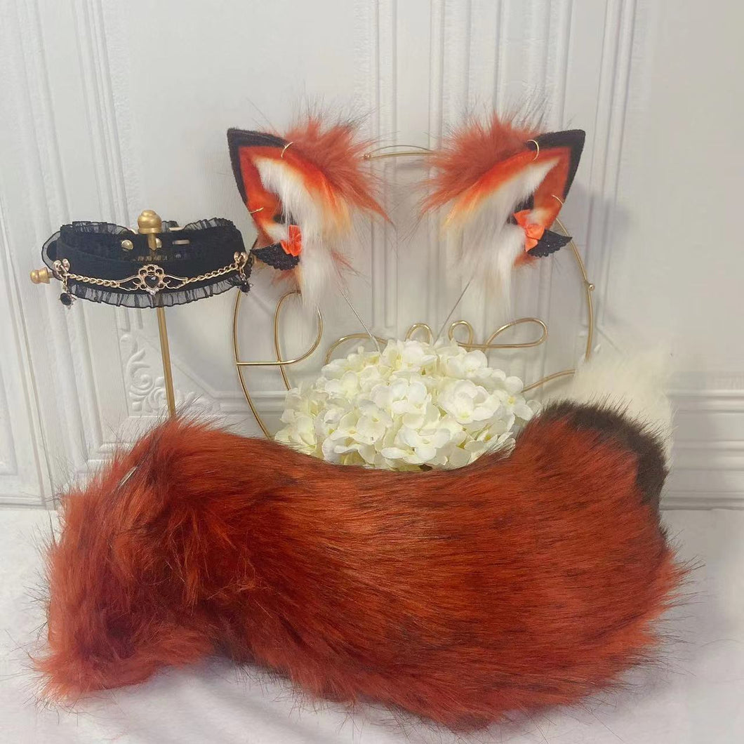 Crimson Red Fur Ears & Tail Set