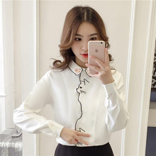 Load image into Gallery viewer, Playful Meow - 2 Nosy Kittens Embroided White Blouse- Review
