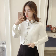 Load image into Gallery viewer, Playful Meow - 2 Nosy Kittens Embroided White Blouse- Review
