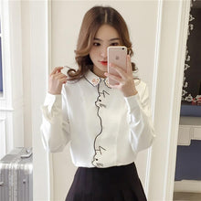 Load image into Gallery viewer, Playful Meow - 2 Nosy Kittens Embroided White Blouse- Review

