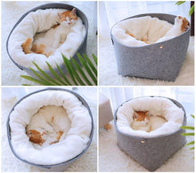 Load image into Gallery viewer, Playful Meow - 2-in-1 Detachable Felt and Wool Cozy Cat Bed- Review
