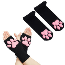 Load image into Gallery viewer, 3D Pink Cat Paw Gloves &amp; Stockings
