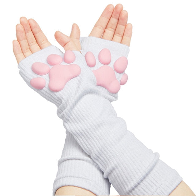 3D Pink Cat Paw Gloves & Stockings