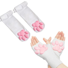 Load image into Gallery viewer, 3D Pink Cat Paw Gloves &amp; Stockings
