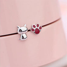 Load image into Gallery viewer, Playful Meow - Adorable Cat &amp; Paw Stud Earring (925 Silver)- Review
