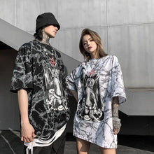 Load image into Gallery viewer, Playful Meow - Black Cat Punk Rock Oversize Tee- Review
