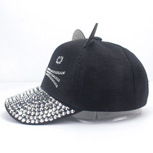 Load image into Gallery viewer, Playful Meow - Bling Bling Cat Ear Rhinestone Snapback Cap [For Children]- Review
